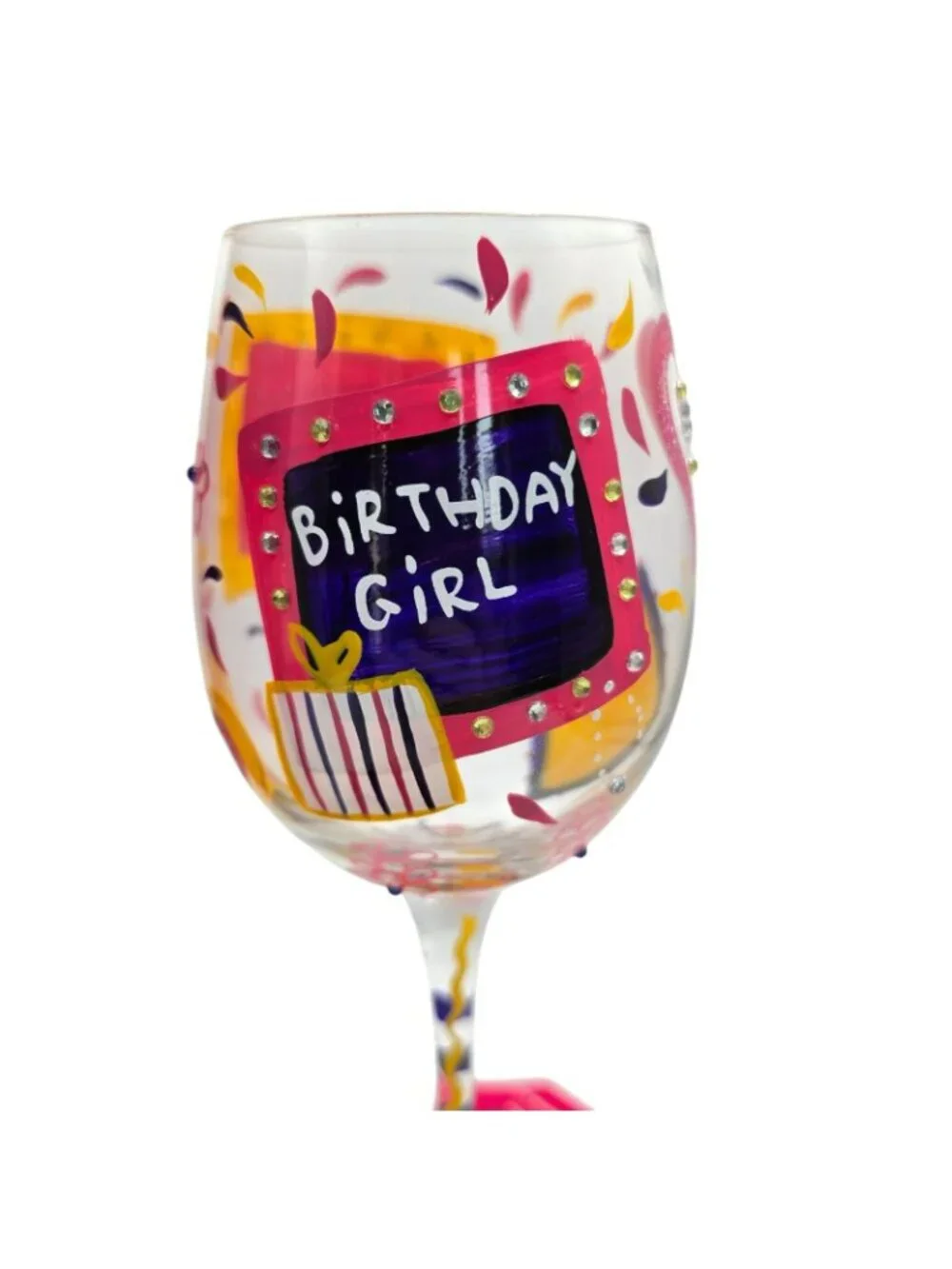 Lolita Birthday Girl Hand-Painted 15 Oz Wine Glass Recipe & Gift Box